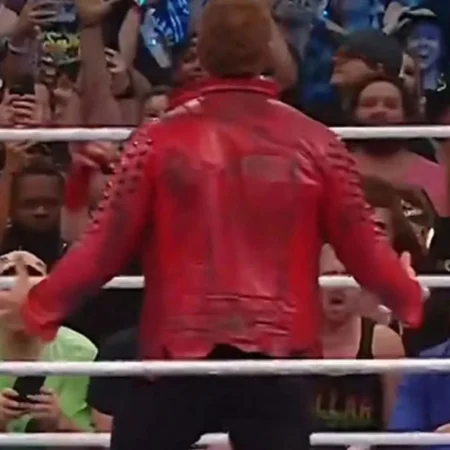 Edge SummerSlam Stylish Studded Red Leather Jacket