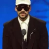 Bad-Bunny-Accepts-The-Album-Of-The-Year-Award-For-debi-Tirar-Mas-Fotos_-26th-Annual-Latin-Grammy-Award-Las-Vegas-Nevada-Black-Suit