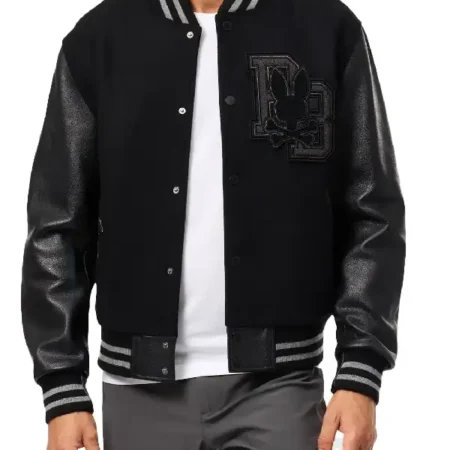 Buy-Psycho-Bunny-Wool-Grey-Black-Bomber-Letterman-Jacket-sale