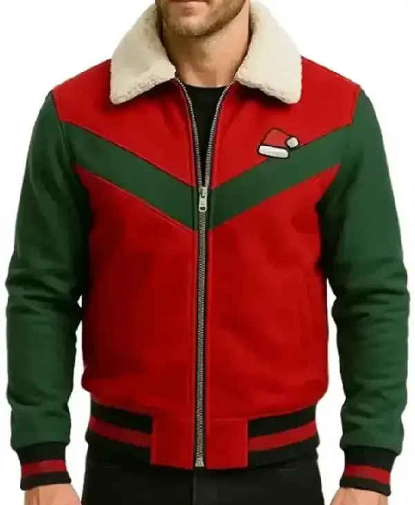 Christmas Red and Green Varsity Jacket