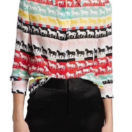 Days of Our Lives Star Judi Evans Striped Horse Blouse