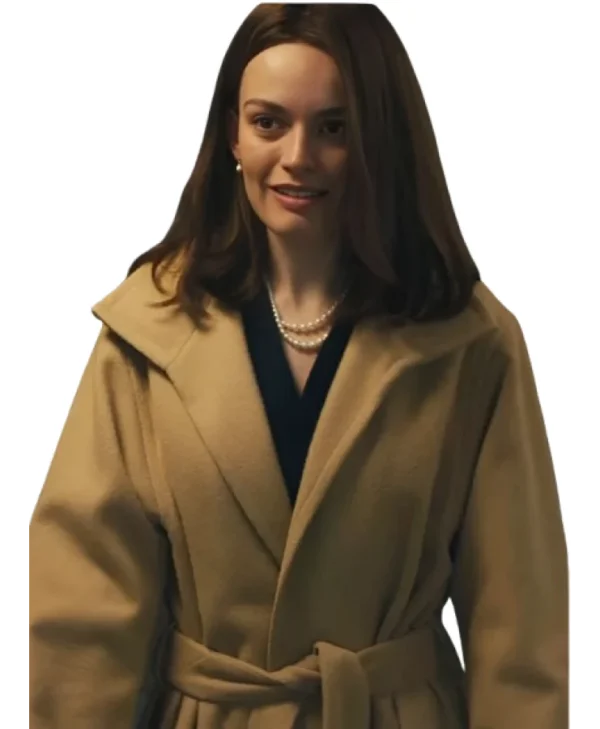 Emma Mackey Ella McCay Brown Wool Coat