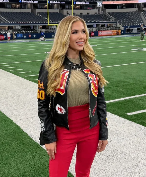 Gracie-Hunt-Kansas-City-Chiefs-Jeff-Hamilton-Black-Leather-Jacket