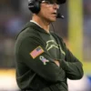 Jim-Harbaugh-Los-Angeles-Chargers-Salute-to-Service-Forest-Green-Sideline-Hooded-Pullover-T-Shirt