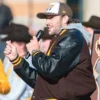 Josh-Allen-Wyoming-Retirement-Ceremony-Brown-Varsity-Jacket