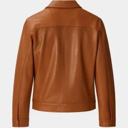 Mens Brown Harrington Bomber Leather Jacket For Sale