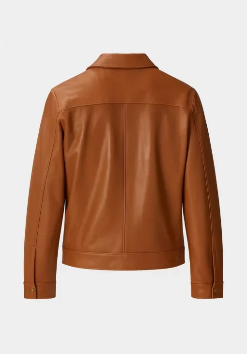 Mens Brown Harrington Bomber Leather Jacket For Sale