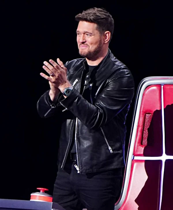 The Voice S28 Michael Buble Black Leather Jacket