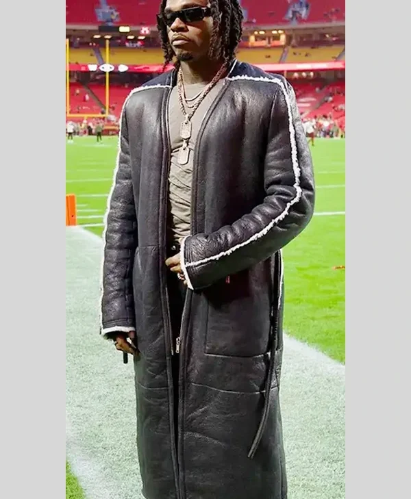 Monday-Night-Football-Gunna-Black-Leather-Coat