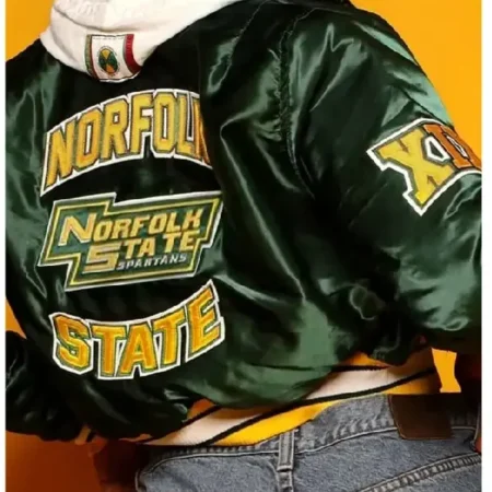 Norfolk-State-University-Gold-NSU-Satin-Cropped-Varsity-Jacket