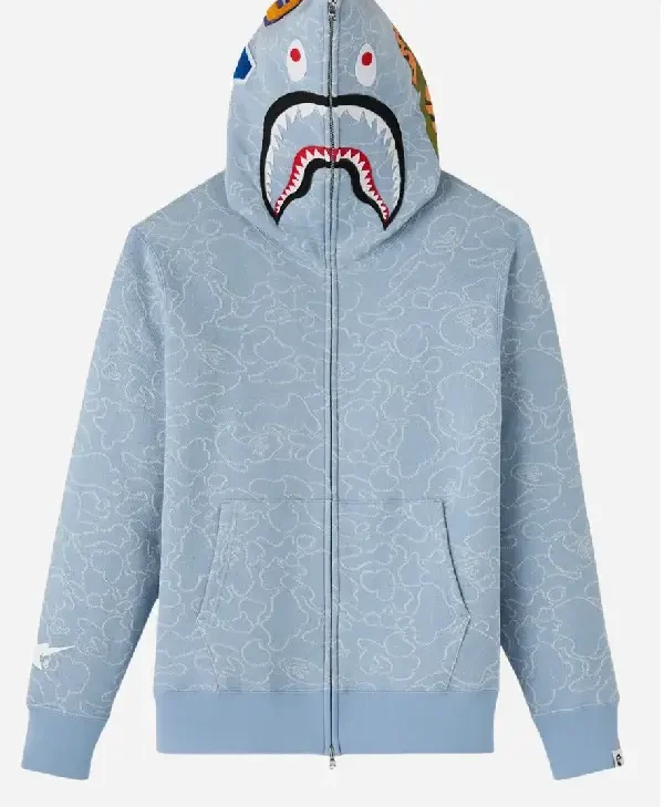 OVO x Bape Neon 1st Camo Shark Full-Zip Hoodie
