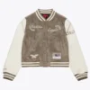Philadelphia-Eagles-Tan-Cream-Varsity-Jacket