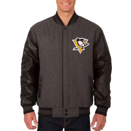Pittsburgh Penguins Charcoal and Black Varsity Jacket