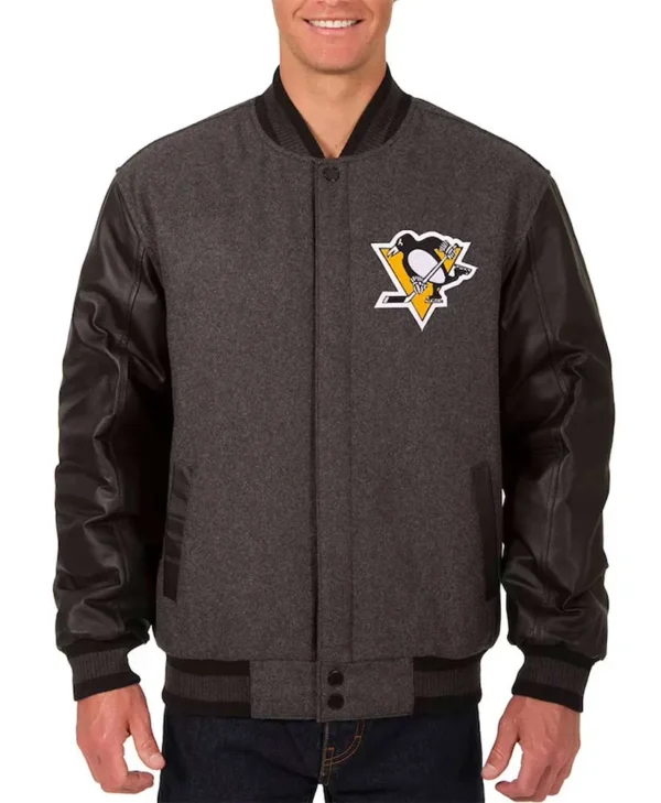 Pittsburgh Penguins Charcoal and Black Varsity Jacket