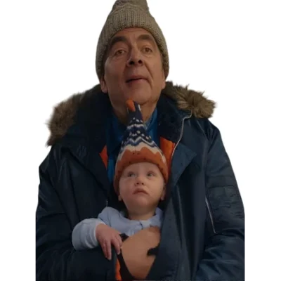 Rowan Atkinson Man vs Baby Blue Parka Jacket front
