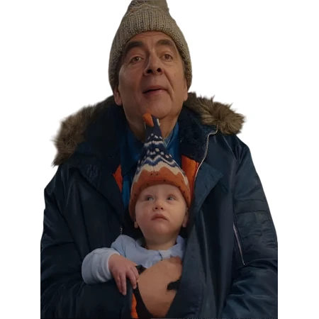 Rowan Atkinson Man vs Baby Blue Parka Jacket front
