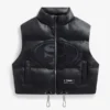 San-Francisco-49ers-Faux-Leather-Cropped-Puffer-Vest-Black