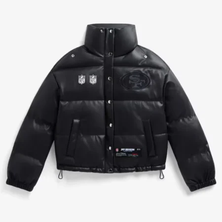 San-Francisco-49ers-Off-Season-Faux-Leather-Puffer-Jacket-Black