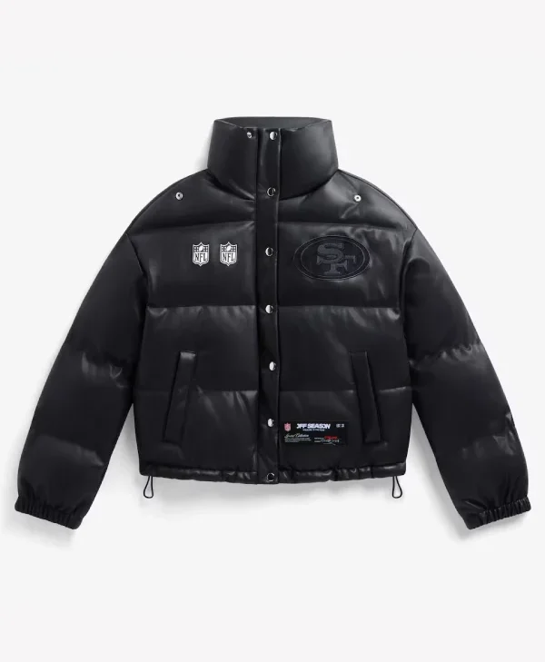 San-Francisco-49ers-Off-Season-Faux-Leather-Puffer-Jacket-Black
