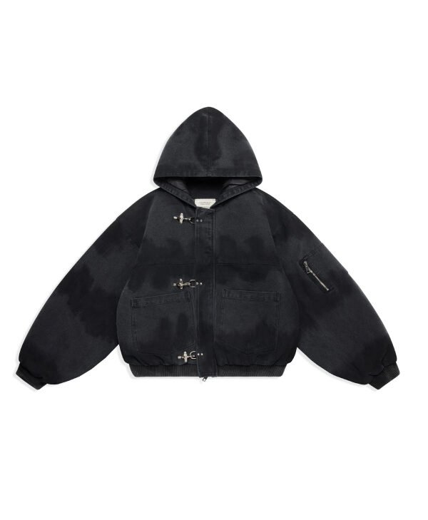 Shinzo-Shige-15oz-Black-Canvas-Clasp-Bomber-Jacket