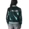 Shop-Womens-Philadelphia-Eagles-Green-Sequin-Bomber-Jacket-For-Sale-Back-1229x1536