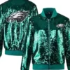 Shop-Womens-Philadelphia-Eagles-Green-Sequin-Bomber-Jacket-Sale-Style-1