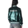 Shop-Womens-Philadelphia-Eagles-Green-Sequin-Bomber-Jacket-Sale-Style-2-Back