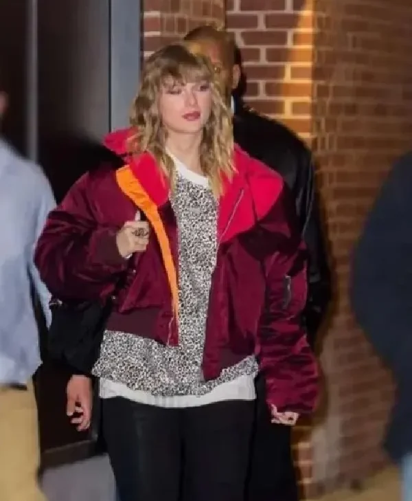 Taylor Swift Burgundy Hooded Jacket