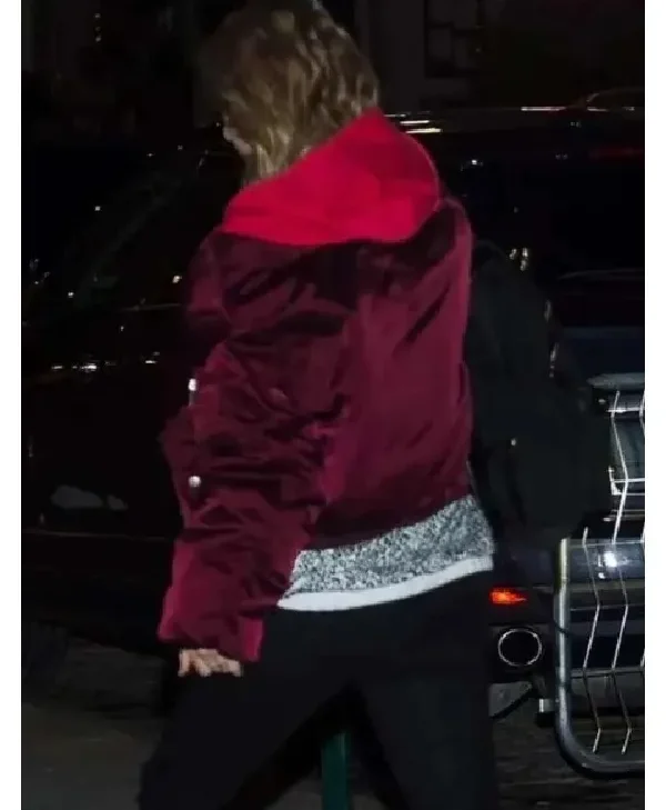 Taylor Swift Burgundy Hooded Jacket For Sale