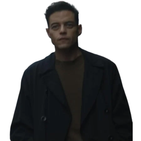 The Amateur 2025 Rami Malek Black Trench Coat