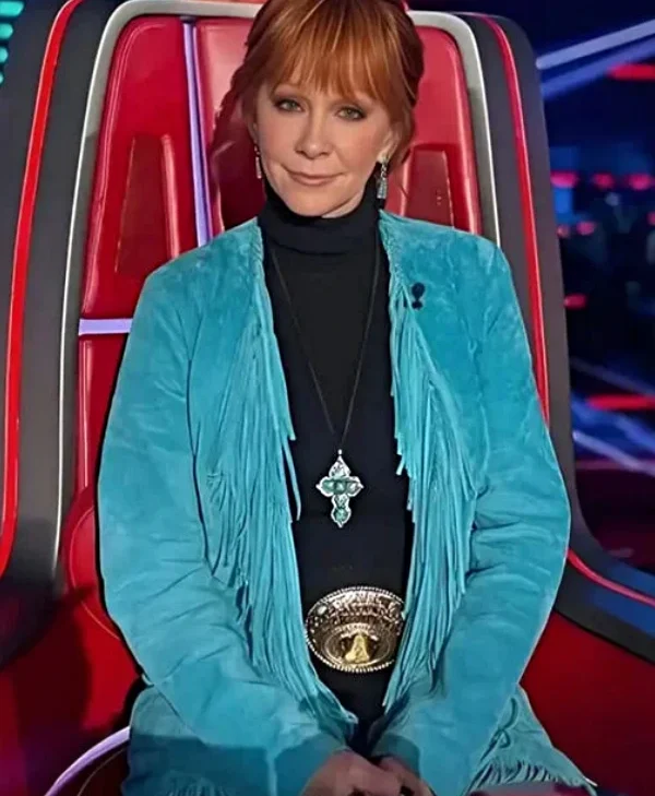 The-Voice-S28-Reba-McEntire-Blue-Fringe-Suede-Coat