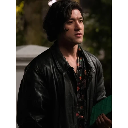 Too Much Felix Black Leather Jacket side pose