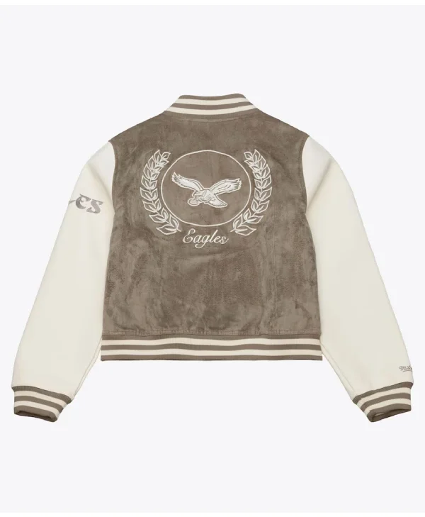 Womens-Philadelphia-Eagles-TanCream-Varsity-Full-Snap-Jacket