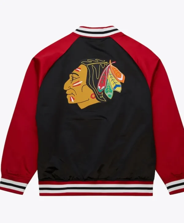 chicago-blackhawks-vintage-logo-double-clutch-black-satin-jacket