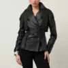 Women’s Leather Short Belted Trench Coat