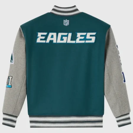 2025-Philadelphia-Eagles-OVO-Wool-Varsity-Jacket-in-Green-Grey