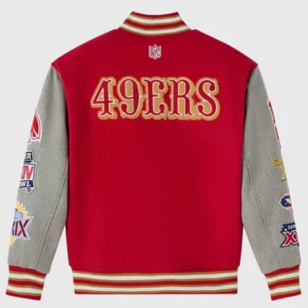 2025-San-Francisco-49ers-OVO-Varsity-Jacket-Red