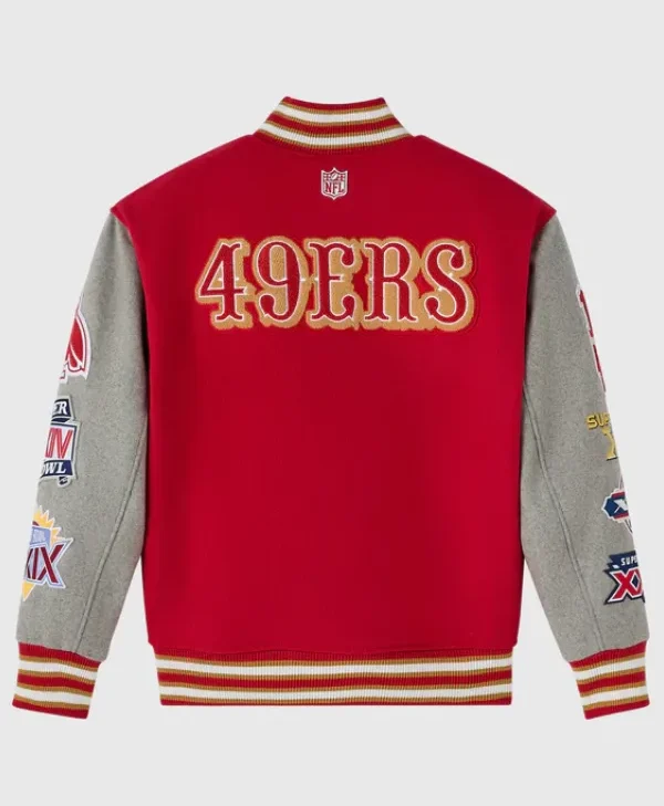 2025-San-Francisco-49ers-OVO-Varsity-Jacket-Red