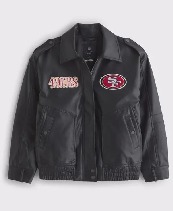 49ers Vegan Leather Flight Bomber Jacket