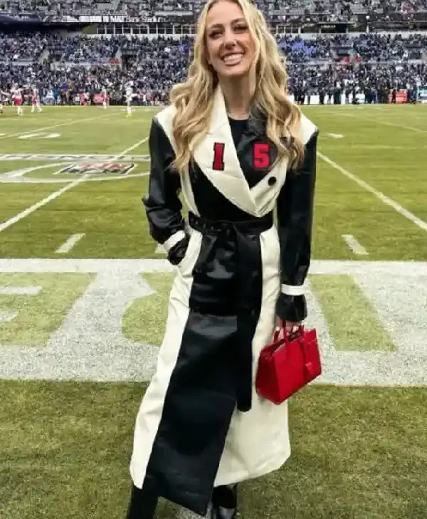 AFC-Championship-Brittany-Mahomes-Chiefs-Leather-Coat