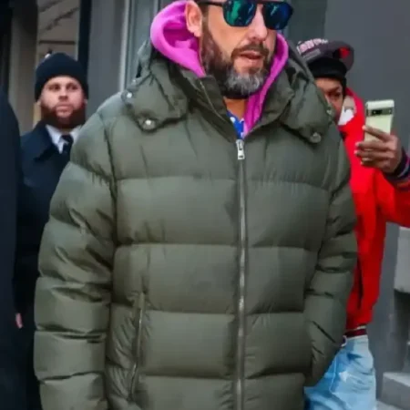 Adam-Sandler-NYC-Oversized-Quilted-Puffer-Olive-Green-Hooded-Jacket