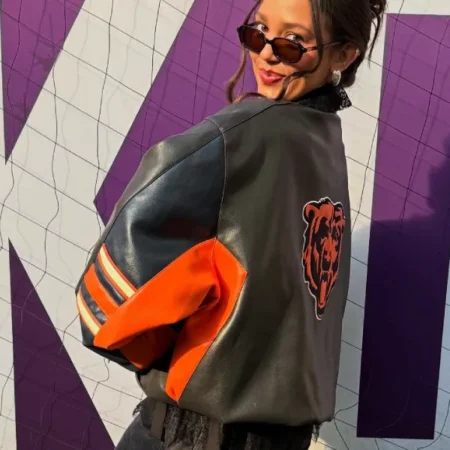 Alannah-Davidson-Chicago-Bears-Black-Leather-Jacket