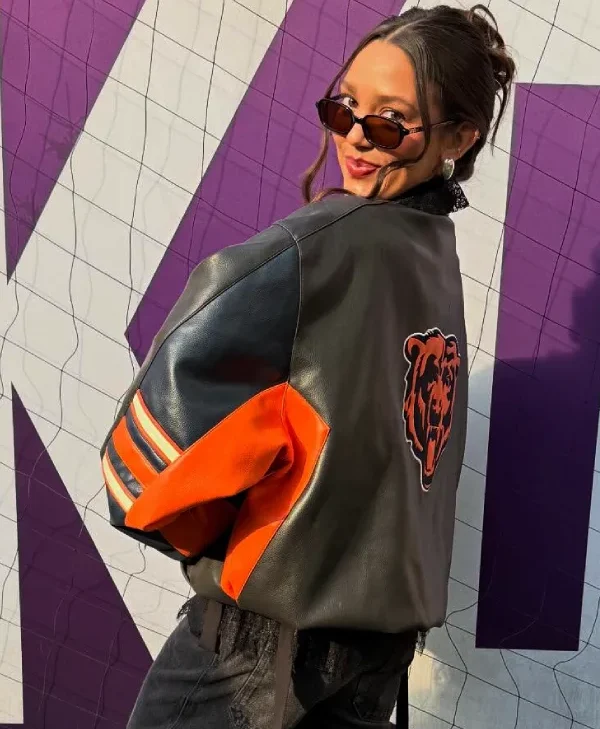 Alannah-Davidson-Chicago-Bears-Black-Leather-Jacket