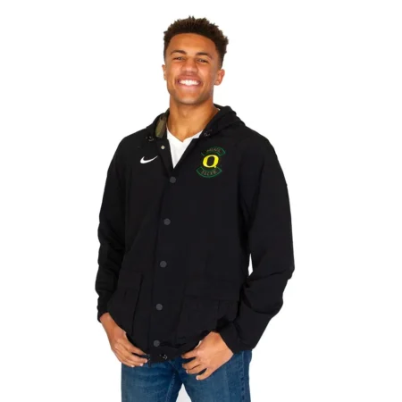 Black Nike Nylon Snap Front Military Oregon Lightweight Jacket