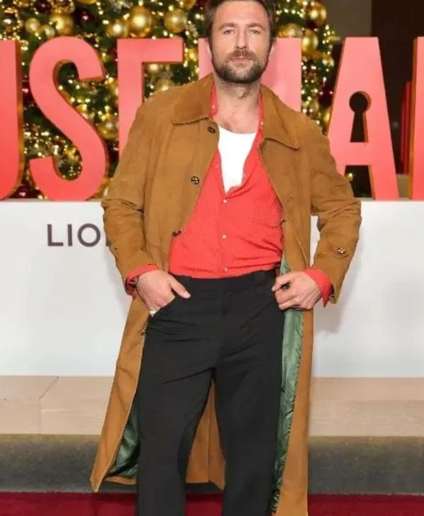 Brandon Sklenar The Housemaid New York Screening Brown Coat