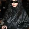 Buy-Charli-XCX-Marty-Supreme-Los-Angeles-Premiere-Oversized-Black-Leather-Bomber-Jacket