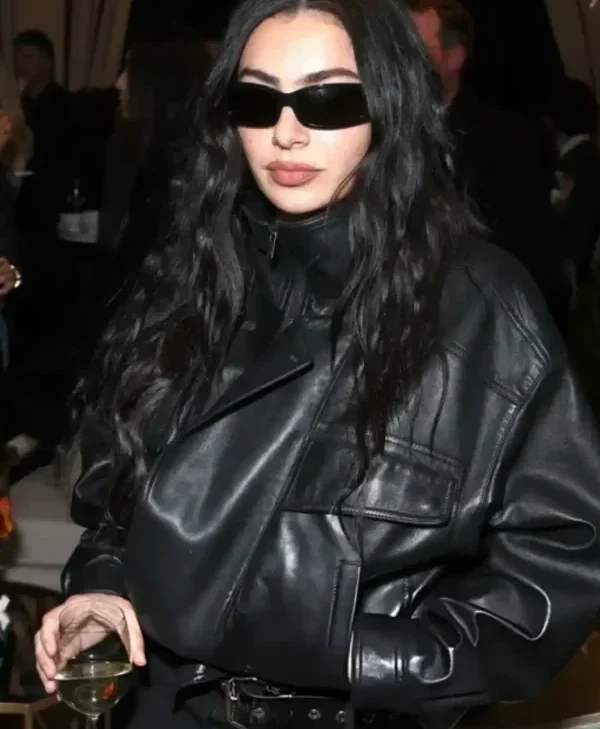 Buy-Charli-XCX-Marty-Supreme-Los-Angeles-Premiere-Oversized-Black-Leather-Bomber-Jacket