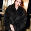 Buy-Emma-Roberts-Extremely-Black-Fluffy-Fur-Coat-Sale