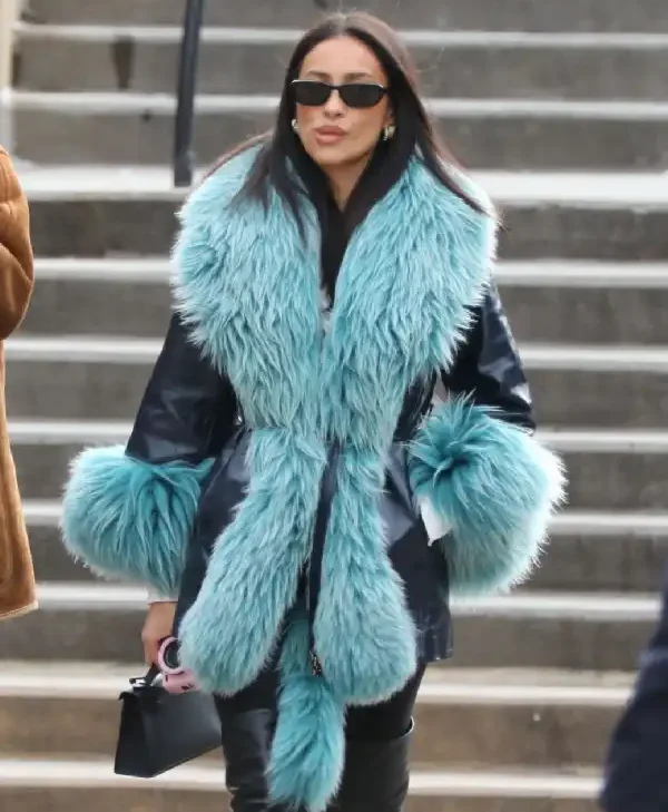 Buy-Shay-Mitchell-Fur-Trim-Black-Leather-Coat
