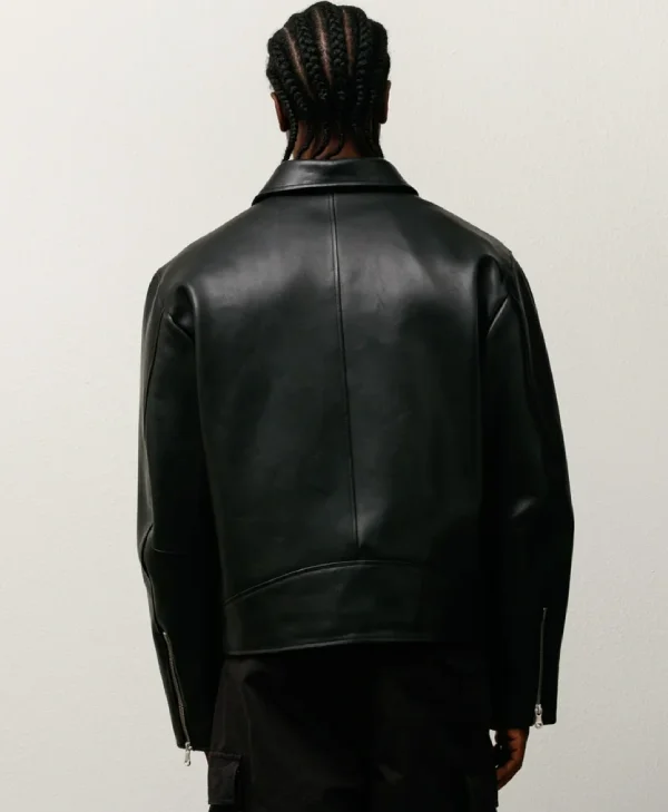 Buy-Stussy-Black-Leather-Classic-Biker-Jacket-Sale-Back